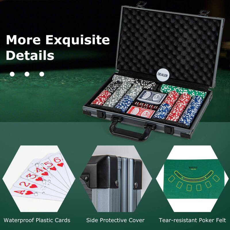 Costway Texas Holdem Poker Chip Set with 400 Pieces Chips 2 Deck of - See Details