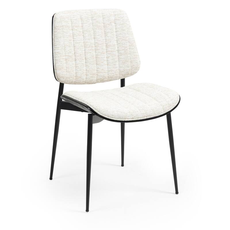 Set of 2 Bethwyn Beige Woven Fabric Dining Chair with Wood Back