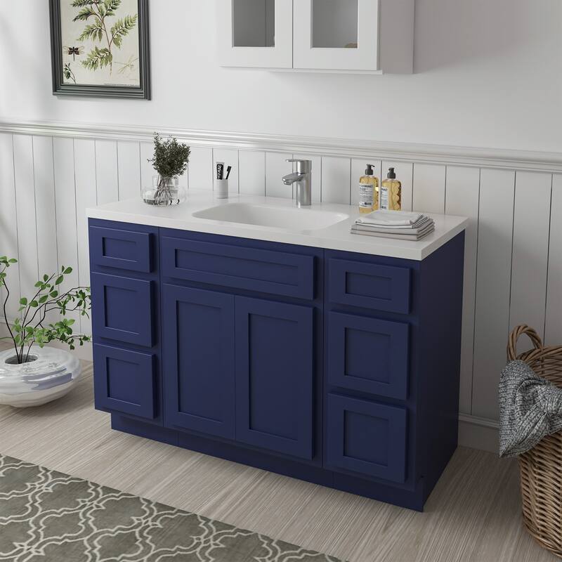 Vanity Art 48" Oak Freestanding Bathroom Vanity Cabinet without Top
