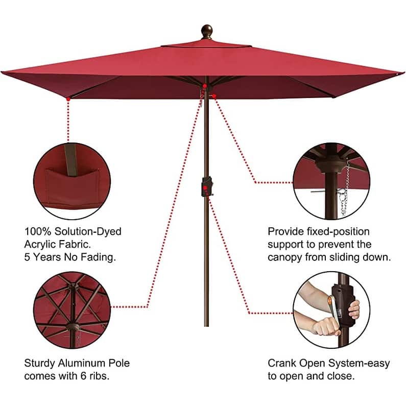 Tradesparker Multicolor Sunbrella 9ft/10x6.5ft Patio Market Outdoor Table Umbrella