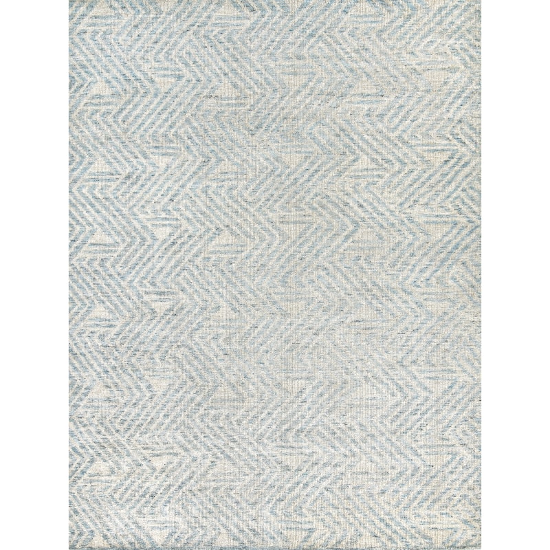 EXQUISITE RUGS Eaton Hand-knotted Wool/Bamboo Silk Ivory/Blue Area Rug.