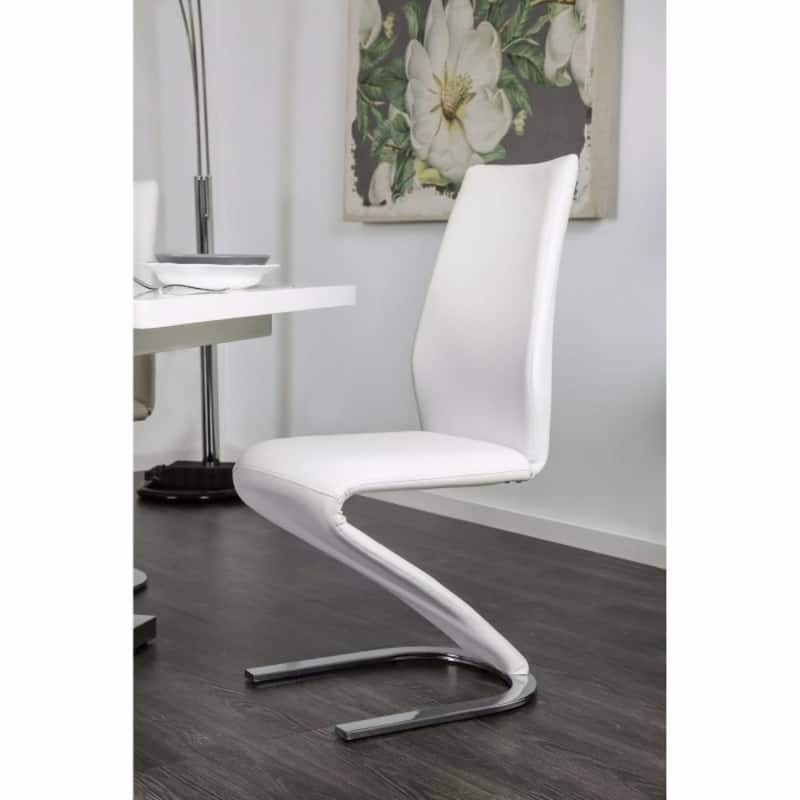 Set of 2 Modern Z Style Side Chairs with Chrome Legs and White Padding - 37.5 H x 18 W x 24.5 L