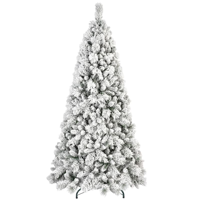 HomeRoots 4' Full Flocked Pine Christmas Tree - Green - 29.00 in. x 48.00 in. x 29.00 in.