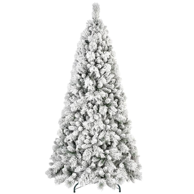 HomeRoots 6' Pre Lit Full Flocked Fir Christmas Tree - Green - 41.00 in. x 72.00 in. x 41.00 in.