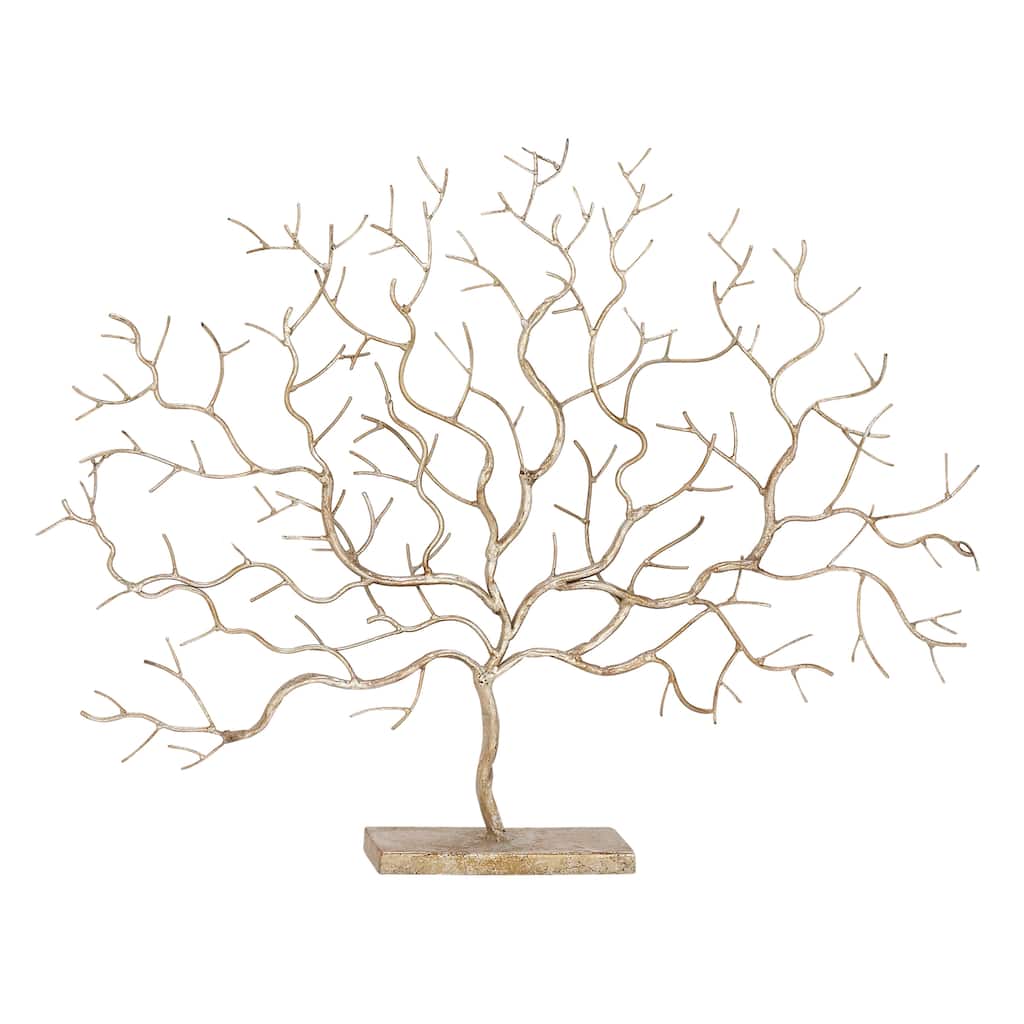 Metal Tree Sculpture - Silver - Roche River Decor - 4"W x 32"L x 24"H