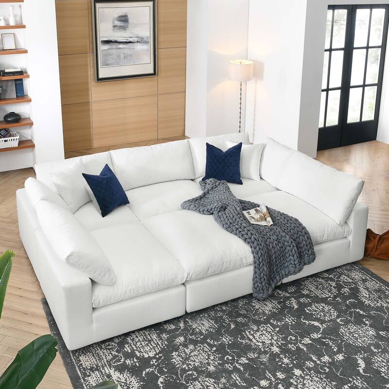 Commix Down Filled Overstuffed 6-Piece Sectional Sofa - Pure White