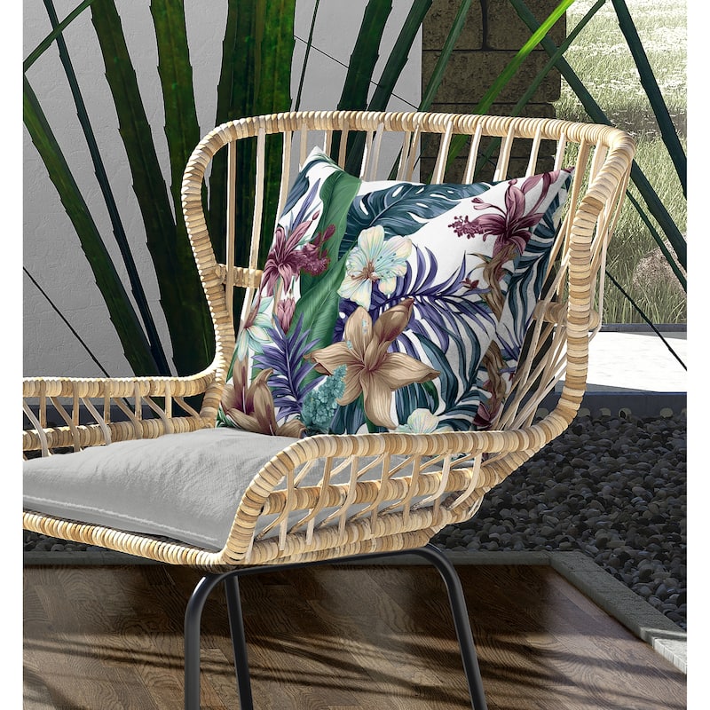 Rainforest Reverie Indoor/Outdoor Reversible Throw Pillow White and Green
