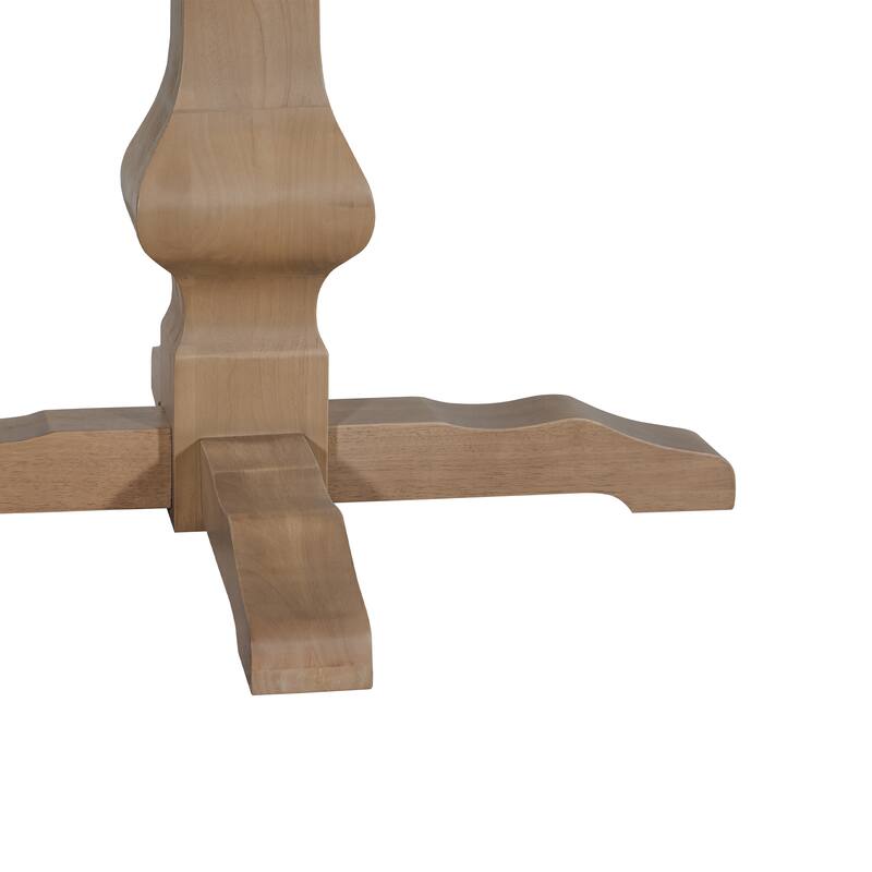 Solid Wood Round Dining Table with Pedestal Base Rustic Design Seats 4