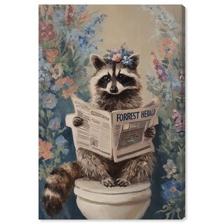 Raccoon in Garden Toilet Bathroom Wall Art Wrapped Canvas Print by Art ...