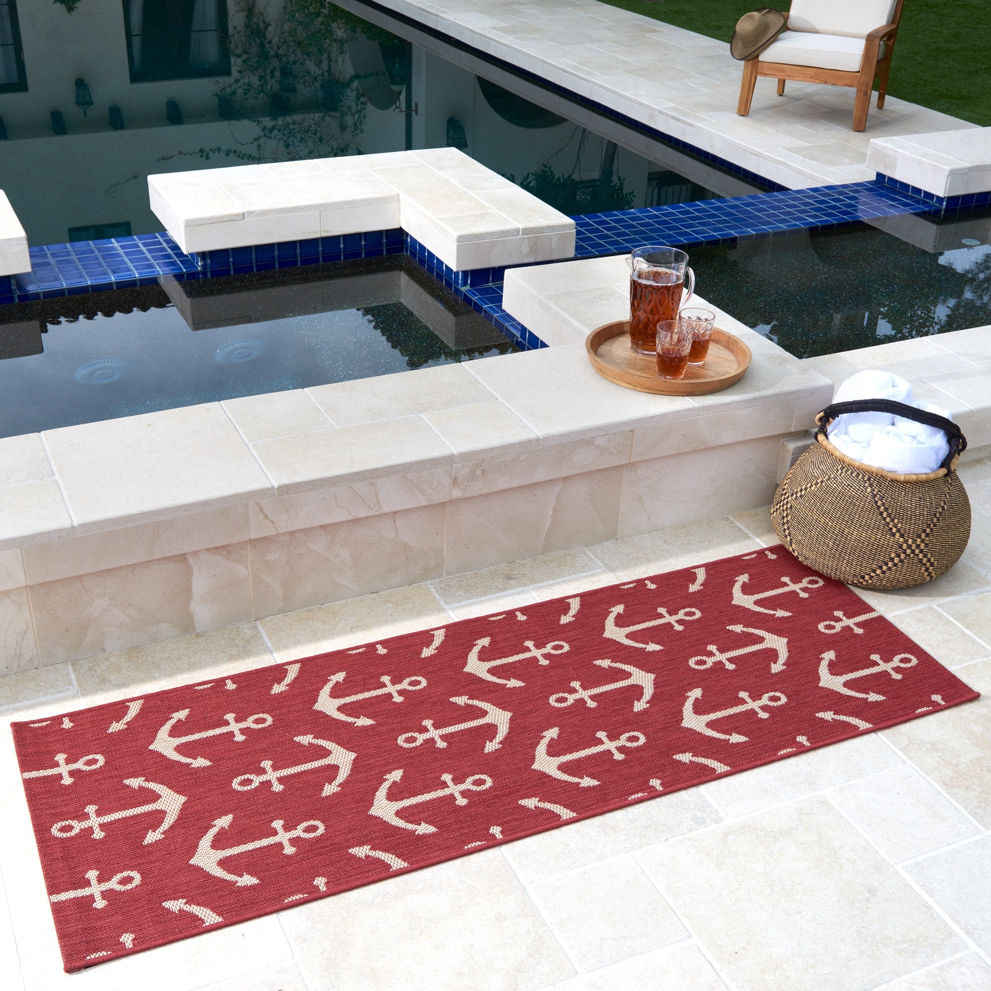 Maritime Nautical Red and White Anchor Pattern - Anchors Rug by Art by  Simplicity of life