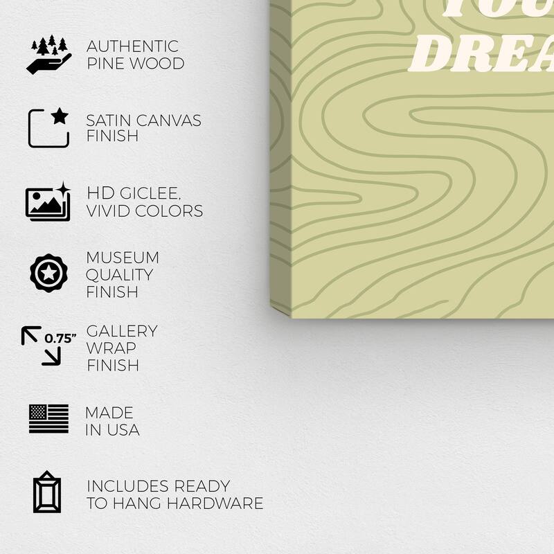 Wynwood Studio Canvas Typography and Quotes You deserve your dream Green Modern & Contemporary Wall Art Canvas Print