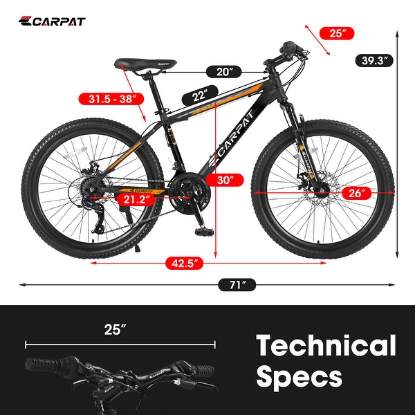 26 Mountain Bike 21 Speeds with Mechanical Disc Brakes High Carbon Steel Frame Suspension MTB Bikes Mountain Bicycle for Adult Bed Bath Beyond 41275981