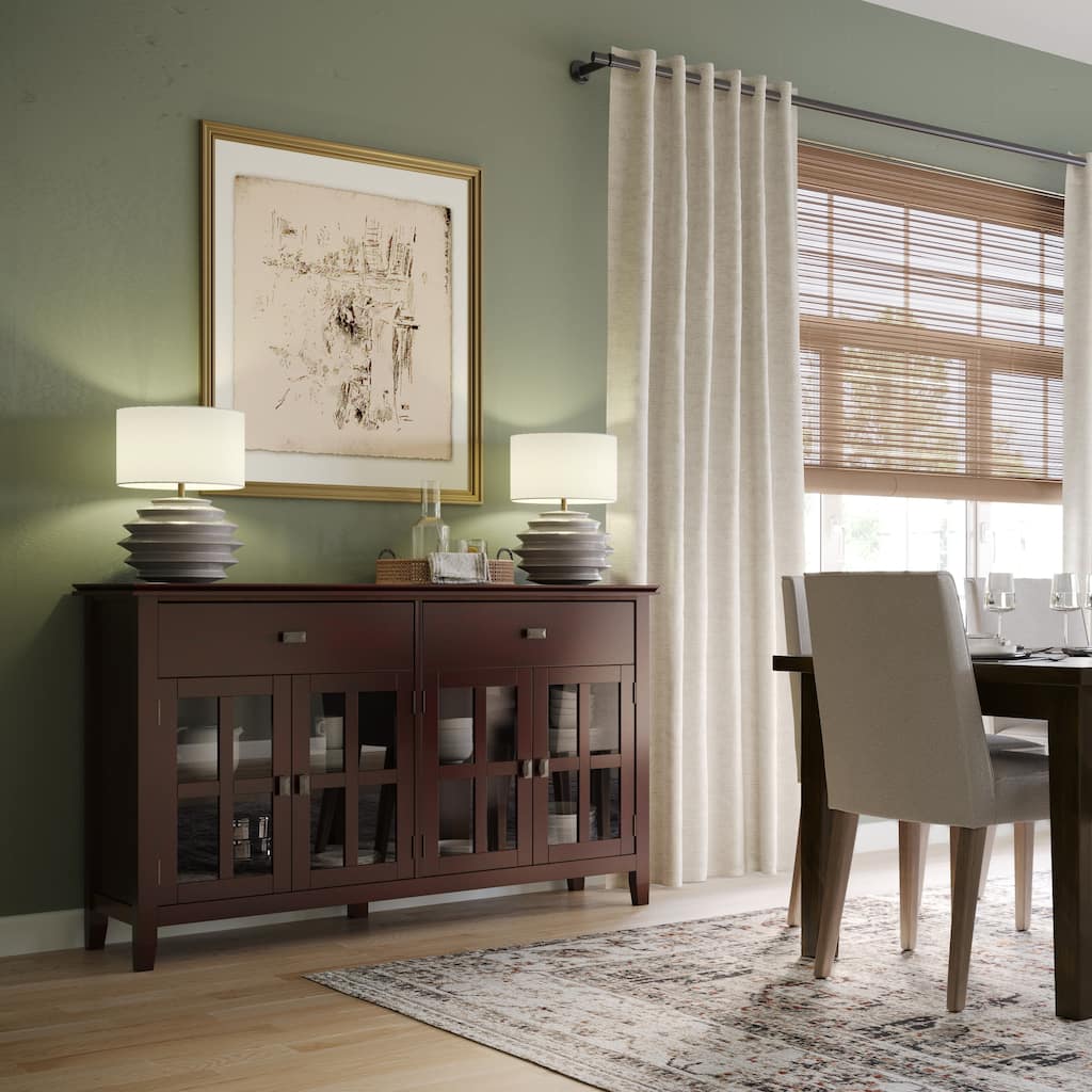 WYNDENHALL Stratford 60" Wide Solid Wood Transitional Large 4 Door Sideboard Buffet -  17"d x 60"w x 34"h