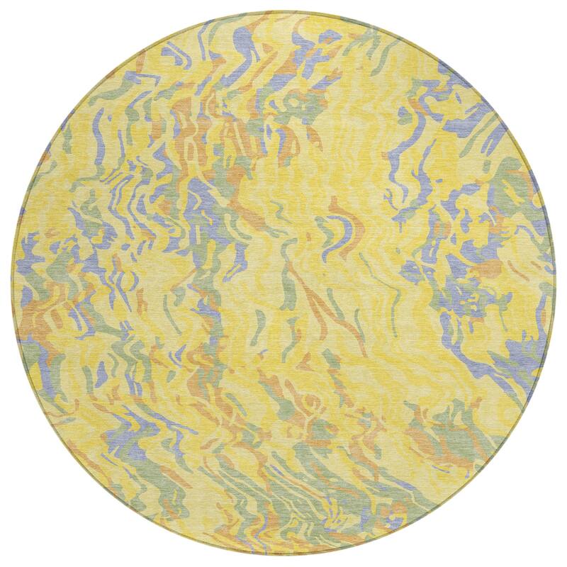 Machine Washable Indoor/ Outdoor Abstract Flow Chantille Rug