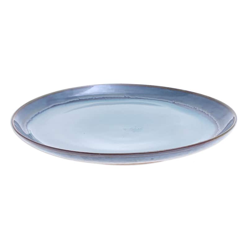 Novica Handmade Blue Crush Ceramic Dinner Plate