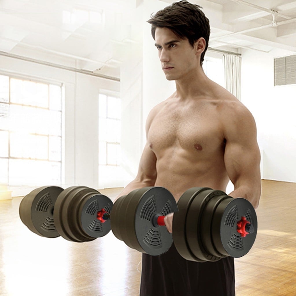 66Lb Adjustable Dumbbells Barbell Set Free Weights 2 in 1 Set Non
