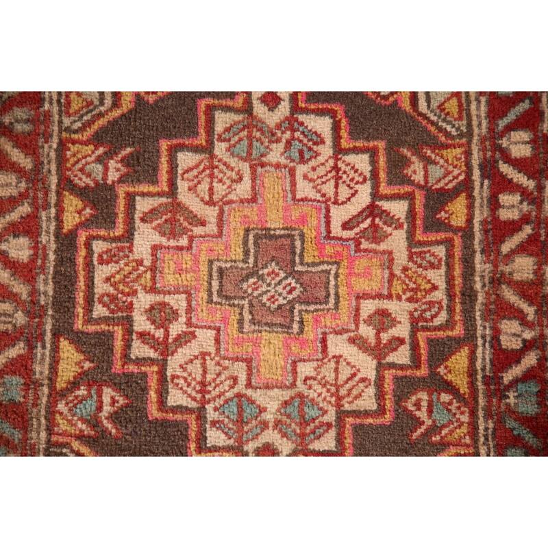 Ardebil Persian Vintage Runner Rug Hand-Knotted Wool Carpet - 2'3" x 9'6"