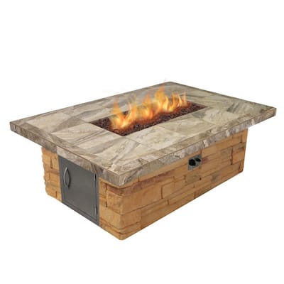 Stone Veneer and Tile Rectangle Propane Gas Fire