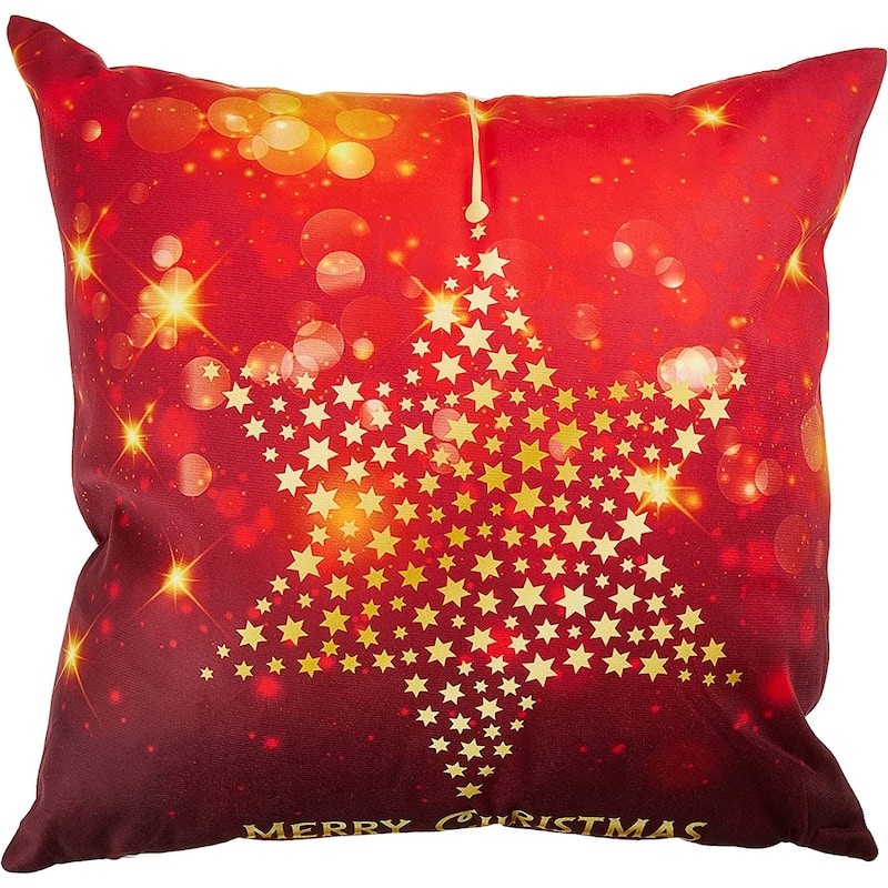 Violet Linen Seasonal Xmas Christmas Holiday Harmony Pattern, 18 Inch x 18 Inch, Square, Decorative Accent Throw Pillow - Stars