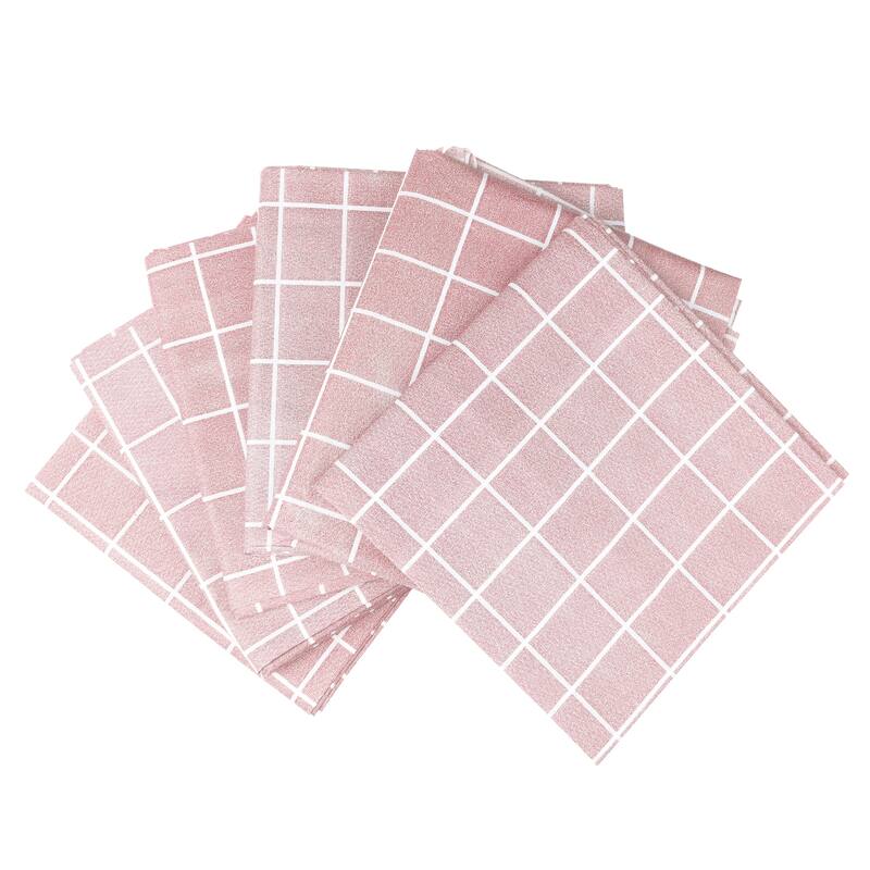Rectangle Checkered Tablecloth 6 Pack, Disposable Plastic Waterproof Table Cover for Party and Dining Room - Pink - 54x35inch