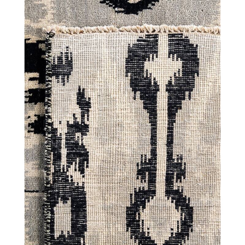 Ikat One-of-a-Kind Hand-Knotted Area Rug - Black, 8' 1" x 10' 2" - 8' 1" x 10' 2"