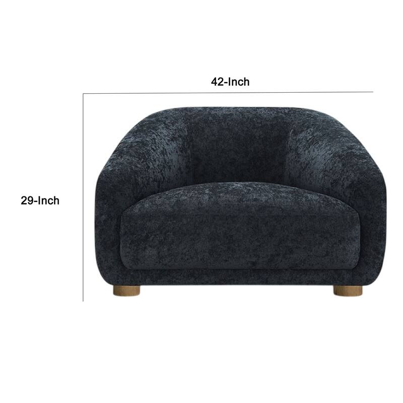Oliver Accent Chair with Round Back Sloped Arms, Soft Black Chenille