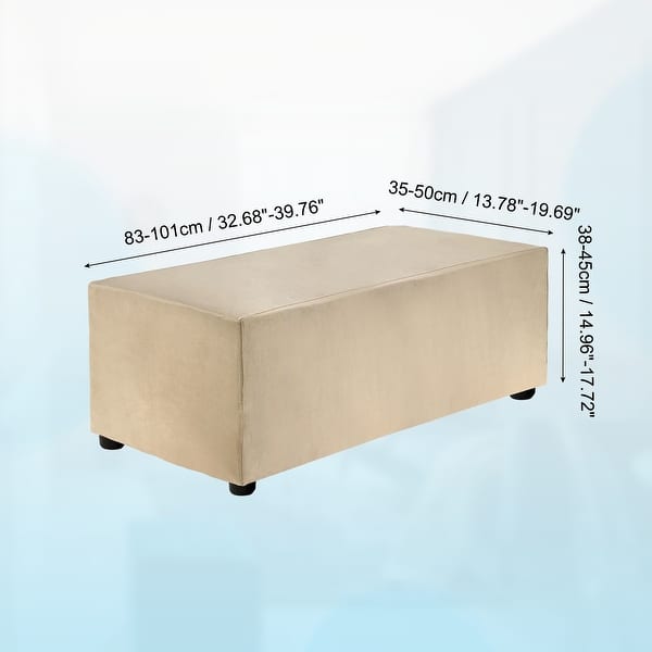 dimension image slide 37 of 52, Stretch Foot Stool Cover Rectangular Square Foot Stool Slipcover