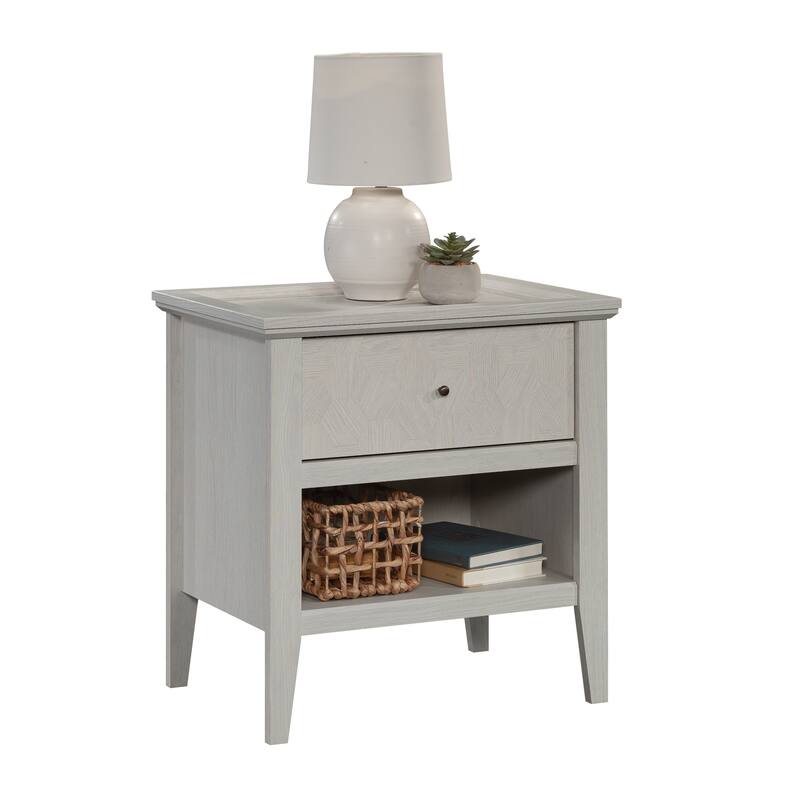 Wood Nightstand with Chic Storage, White