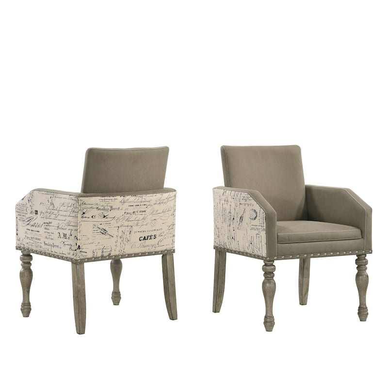 Roundhill Furniture Birmingham Brown Microfiber Script-printed Armchair (Set of 2)