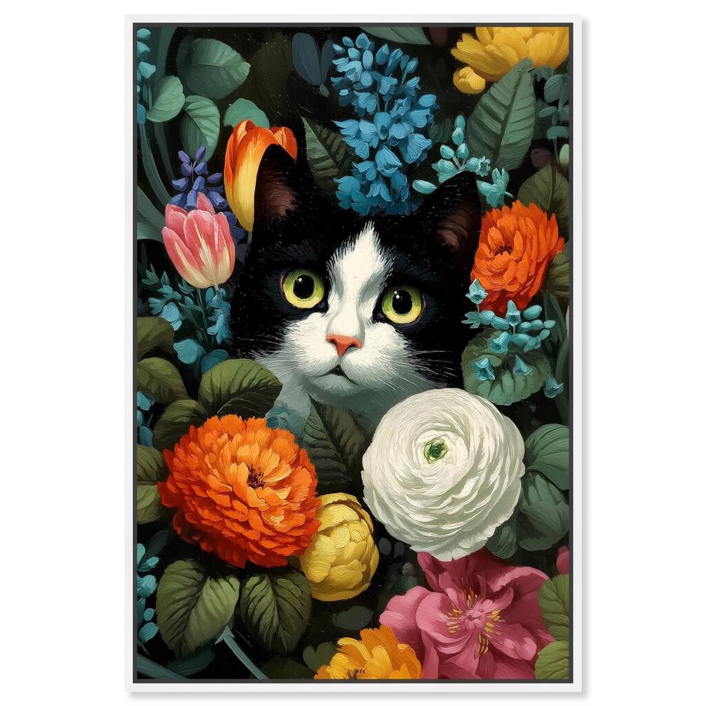 Secret Garden Cat Canvas by Art Remedy