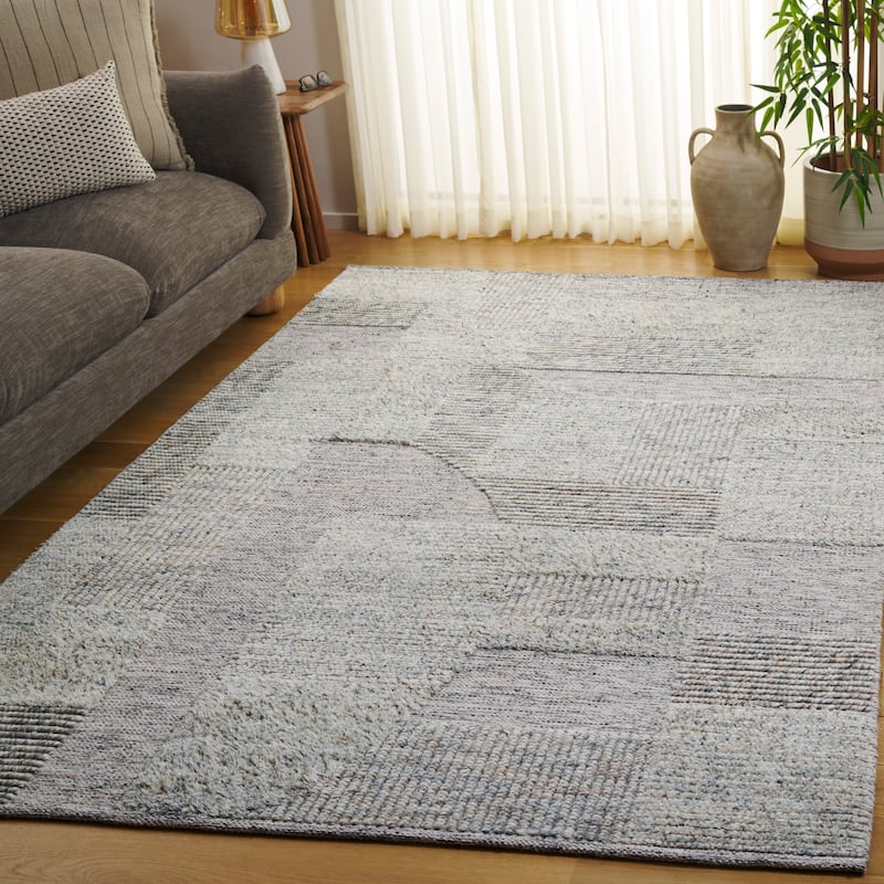 SAFAVIEH Handmade Natura Malakeh Wool Rug - Grey/Beige - 6' Square