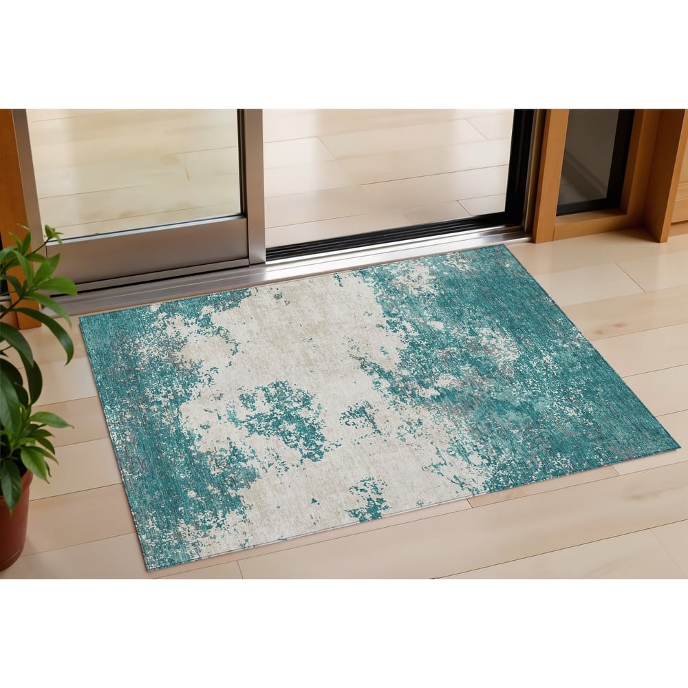 HomeRoots Abstract Transitional Rectangle Outdoor Rug