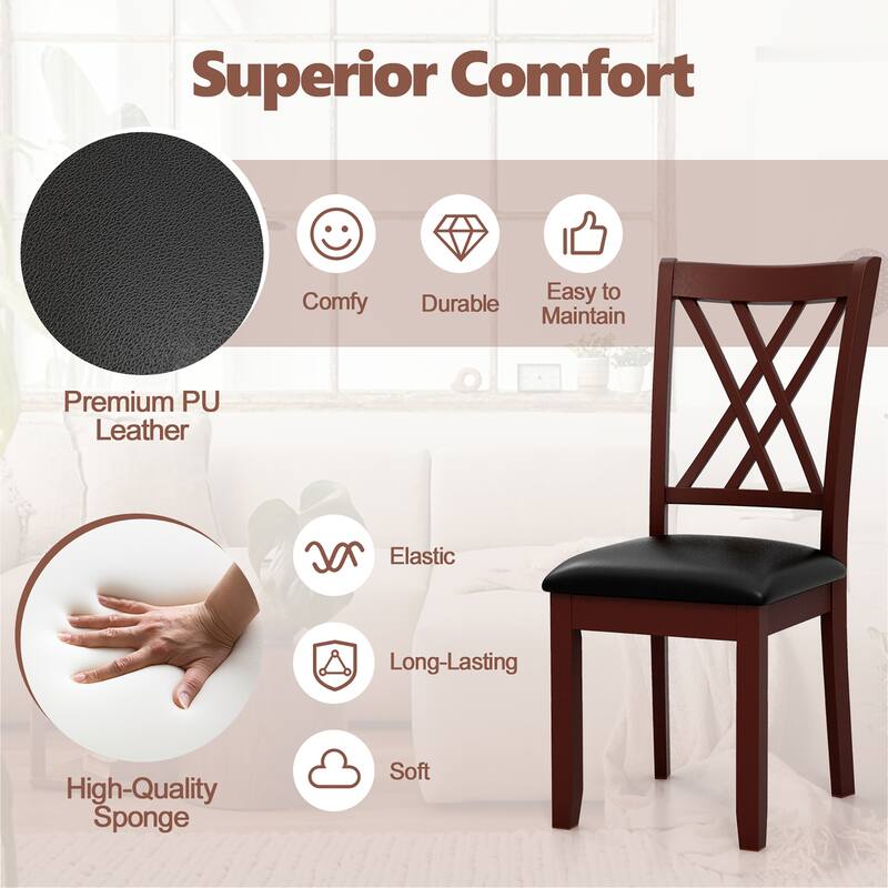 Gymax Set of 2 Dining Chair Kitchen Chair with Backrest Padded Seat &