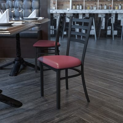 Commercial Grade Modern Metal Ladder Back Restaurant Dining Chair - 16.5"W x 17"D x 32.25"H