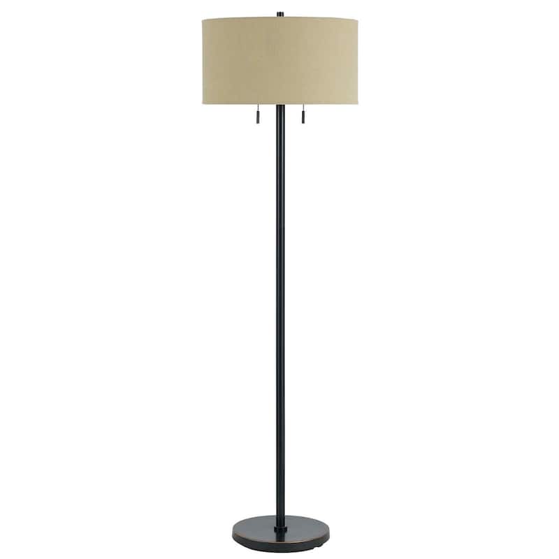 59" Bronze Two Light Traditional Shaped Floor Lamp With Brown Rectangular Shade - 17" x 17" x 59"