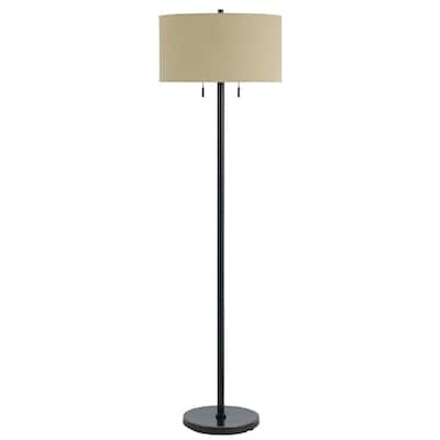 59" Bronze Two Light Traditional Shaped Floor Lamp With Brown Rectangular Shade - 17" x 17" x 59"