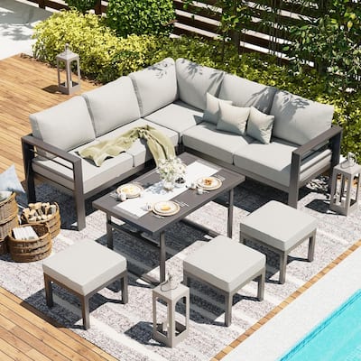 AECOJOY Aluminum Patio Furniture Set Outdoor Conversation Table and Chair