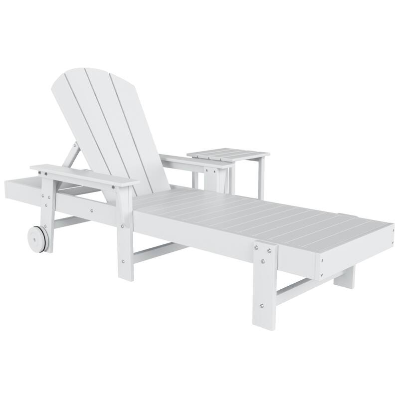 Polytrends Laguna Hdpe All Weather Outdoor Patio Pool Reclining Chaise Lounge With Side Table (2-Piece Set)