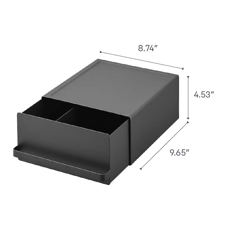 Yamazaki Home Countertop Rack with Drawer, Steel, Holds 11 lbs - L 10.83 x W 8.74 x H 4.53 inches