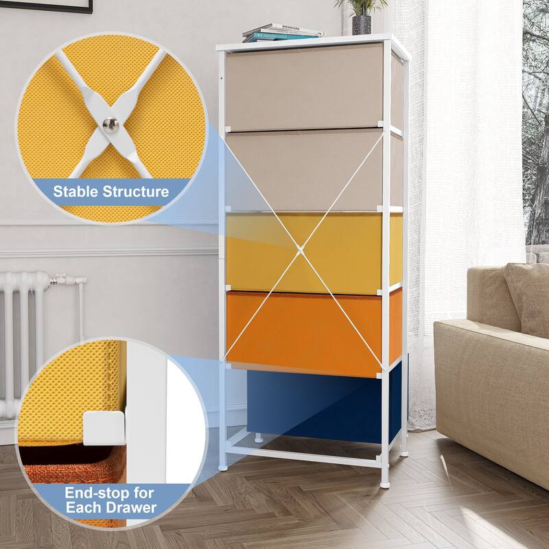 Crestlive Products Household 5-Drawer Vertical Dresser Storage Chest