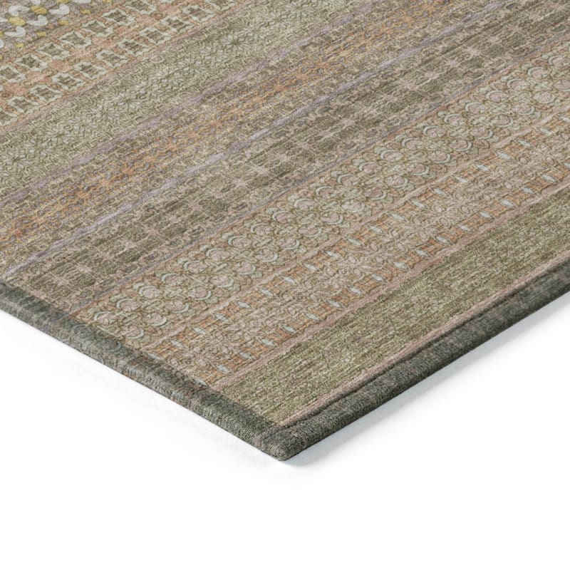 Machine Washable Indoor/ Outdoor Moroccan Stripes Chantille Rug