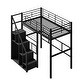 preview thumbnail 6 of 10, Twin Size Loft Bed with Metal Frame, Storage Staircase, Integrated Wardrobe, Guardrails