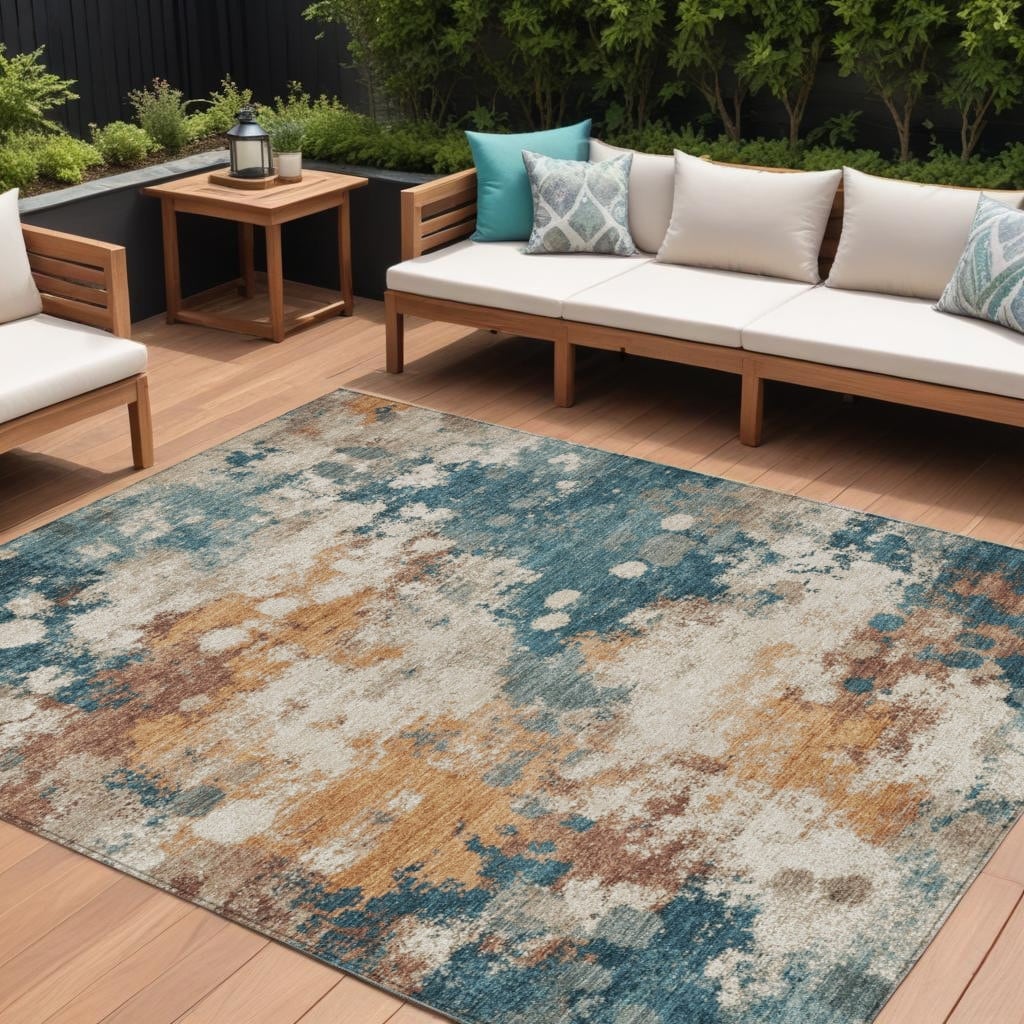 HomeRoots Abstract Transitional Rectangle Outdoor Rug