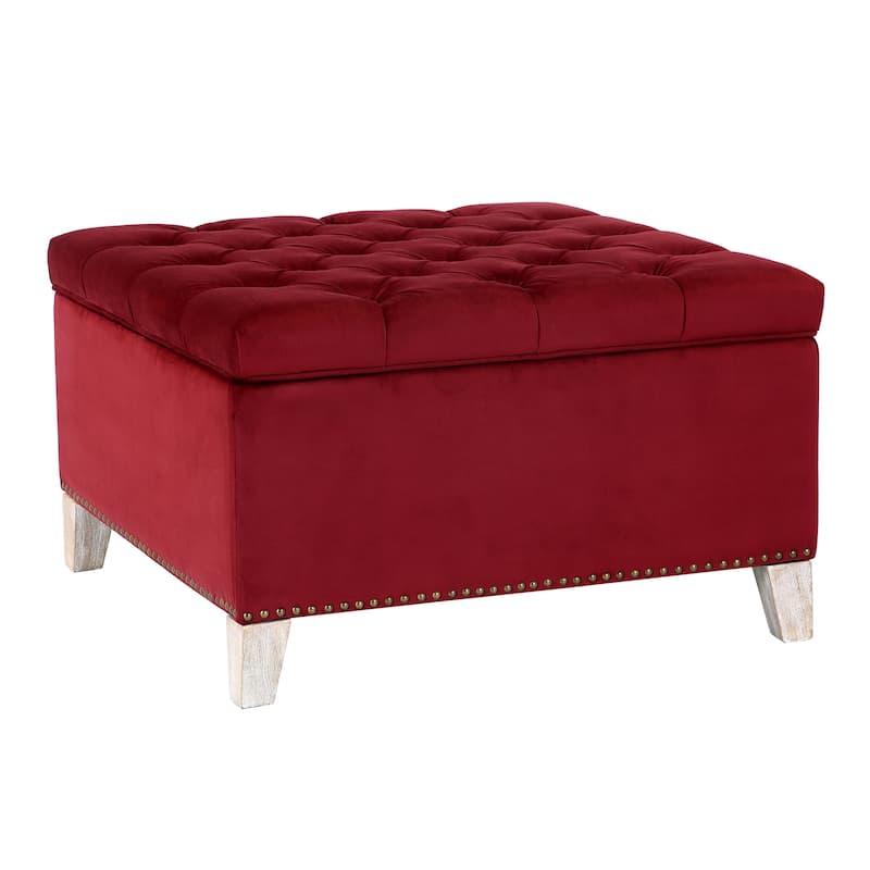 29.5" Wide Velvet Tufted Square Ottoman With Storage