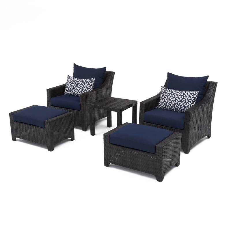 Deco 5 Piece Sunbrella Outdoor Patio Club Chair & Ottoman Set
