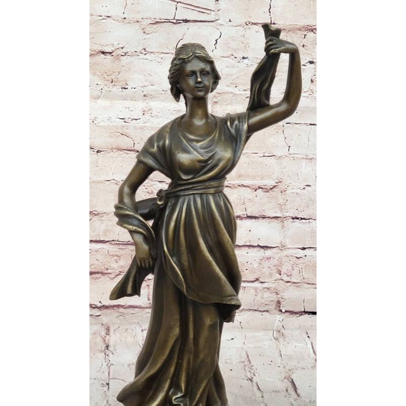 Roman Woman In Flowing Robes - Bronze Metal Sculpture Statue Original Art By Milo
