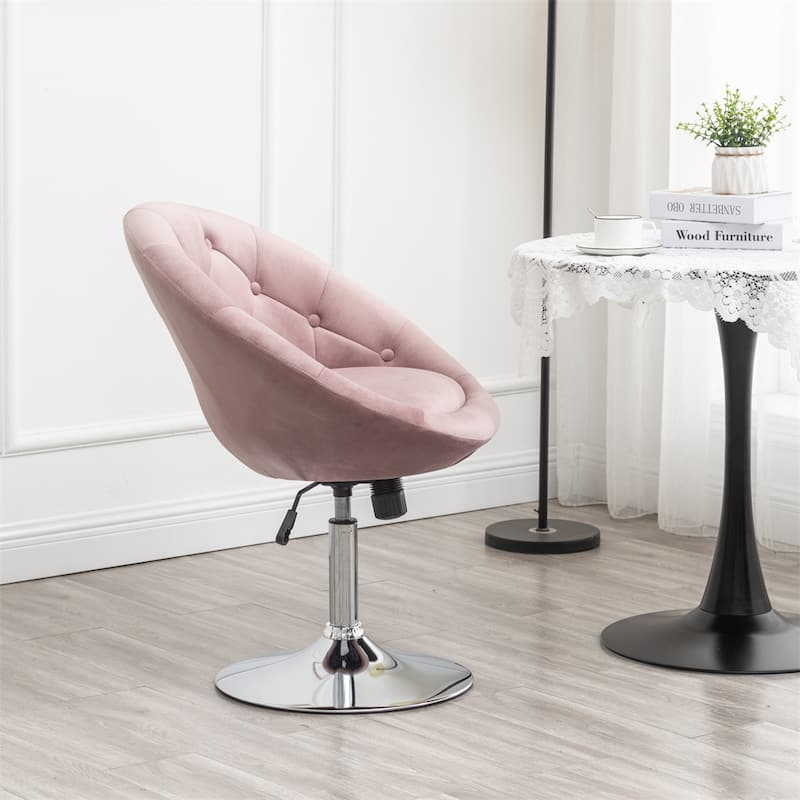 Velvet Upholstered Tufted Back Swivel Accent Chair