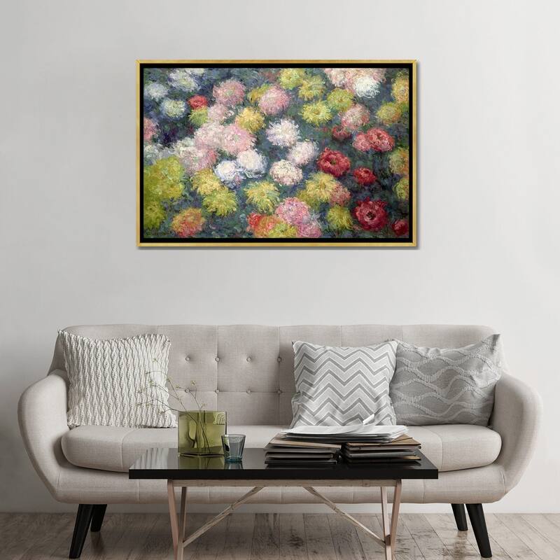 iCanvas "Chrysanthemums, 1897 " by Claude Monet Framed Canvas Print