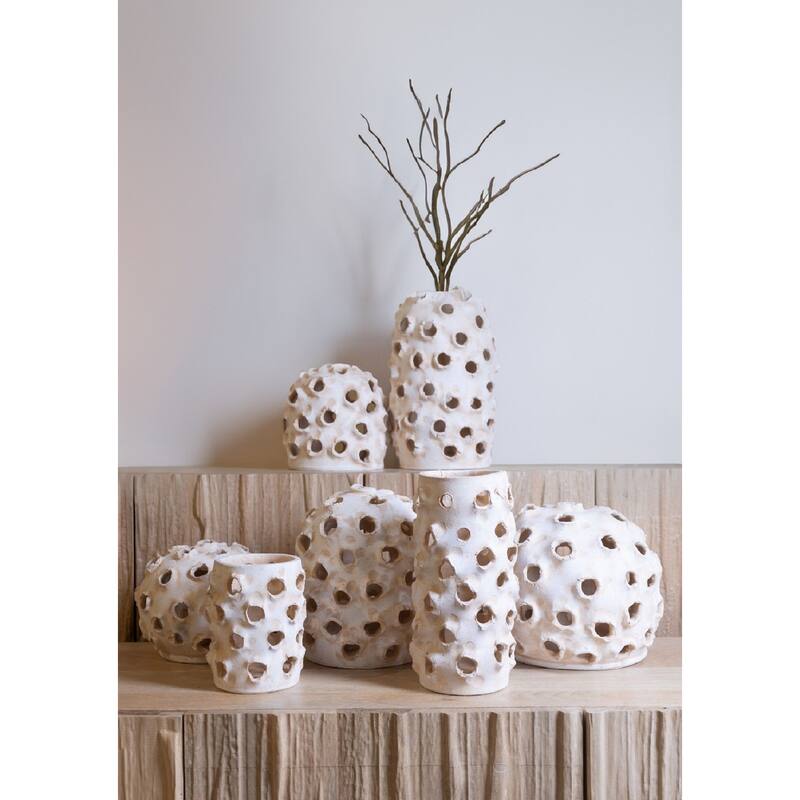 Large Round Clay Dome Tabletop Accent Decoration - 11.5" - Cream