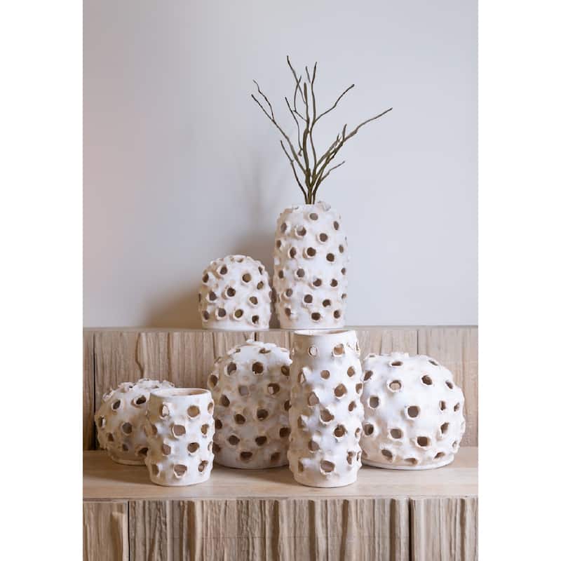 Round Clay Tabletop Accent Decoration - 21" - Cream